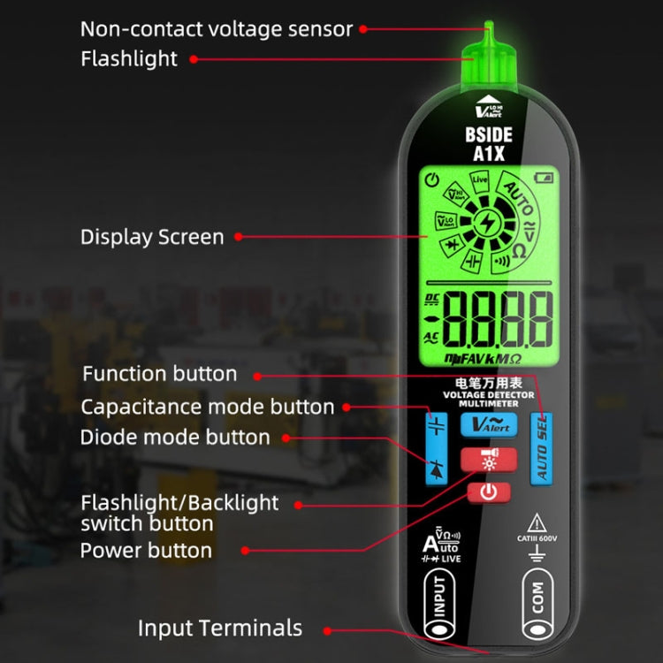 BSIDE A1X Charging Model Mini Digital Electric Pen Intelligent Automatic Merit Multimeter — view 8