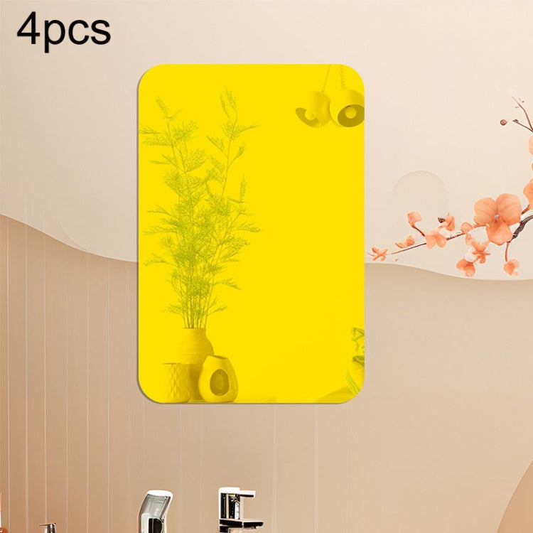 Round Corner Models Rectangle Acrylic Mirror Stereo Wall Stickers Home Decoration Soft Mirror — Silver