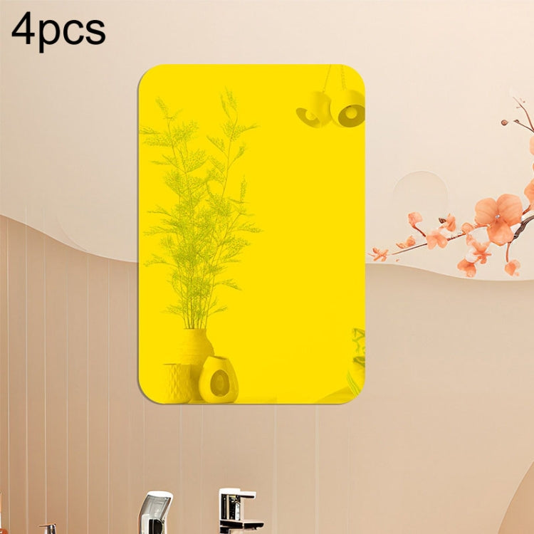 Round Corner Models Rectangle Acrylic Mirror Stereo Wall Stickers Home Decoration Soft Mirror — Black