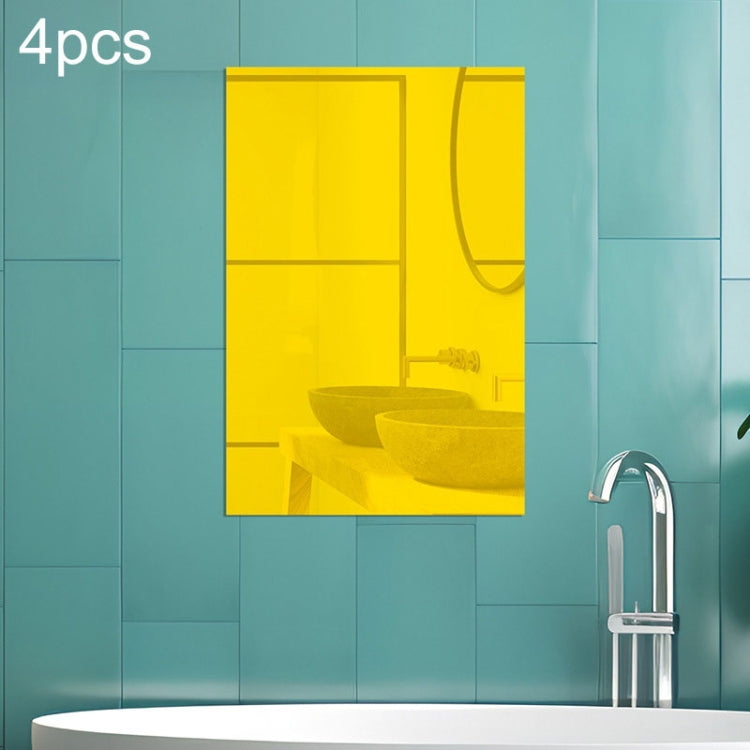 4pcs Right Angle Models Rectangle Acrylic Mirror Stereo Wall Stickers — 42cm x 27cm