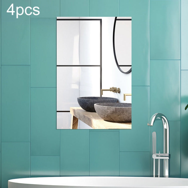 4pcs Right Angle Models Rectangle Acrylic Mirror Stereo Wall Stickers — 30cm x  20cm