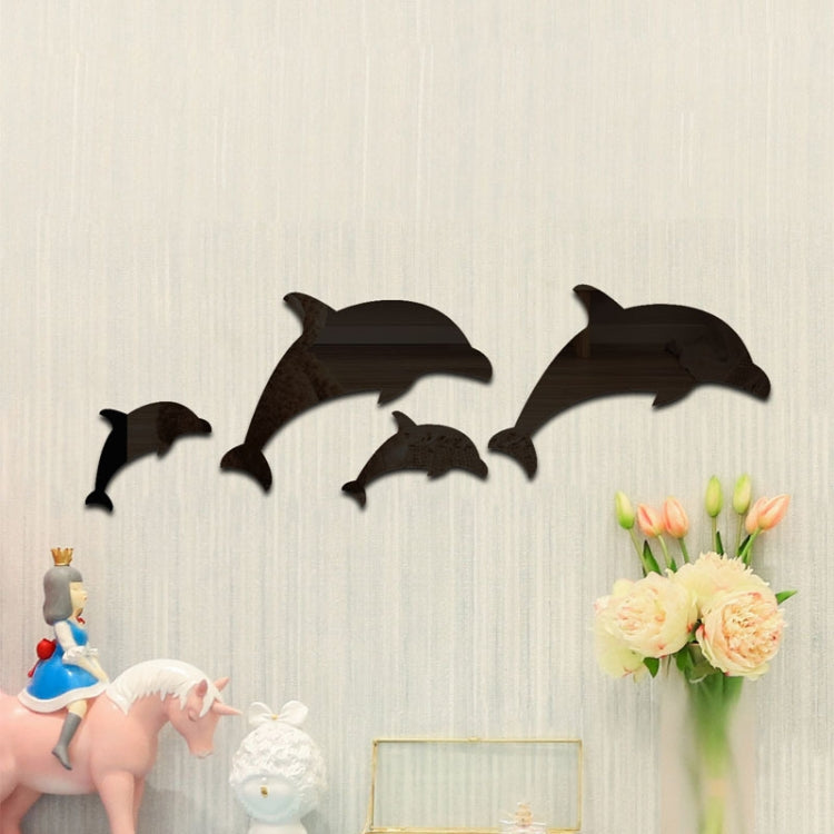 4pcs /Set Acrylic Dolphin Stereo Wall Stickers Home Wall Decoration — Silver