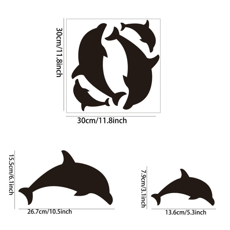 4pcs /Set Acrylic Dolphin Stereo Wall Stickers Home Wall Decoration — Black