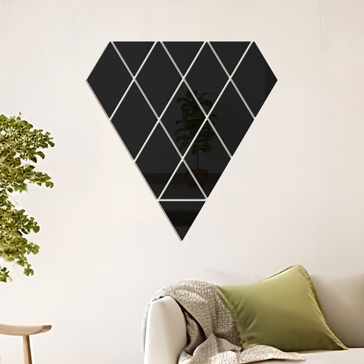14pcs /Set Acrylic Diamond Mirror Stereo Wall Stickers Home Background Wall Decoration — Silver