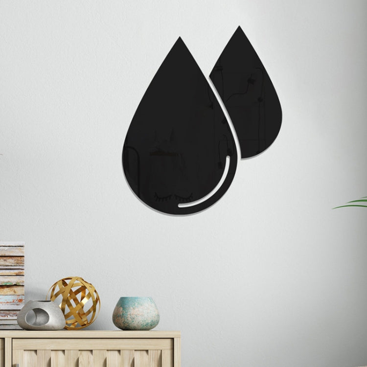 2pcs /Set Acrylic Water Drops Mirror Stereo Wall Stickers Living Room Bedroom Decorative Stickers Soft Mirror — Silver