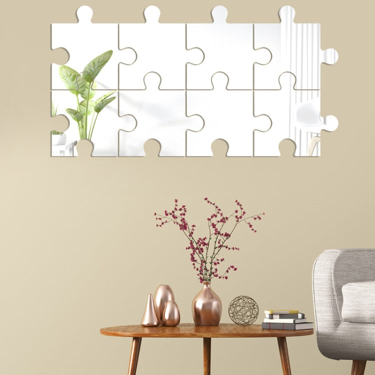 8pcs /Set Acrylic Square Puzzle Mirror Wall Sticker Home Decoration Soft Mirror — view 3