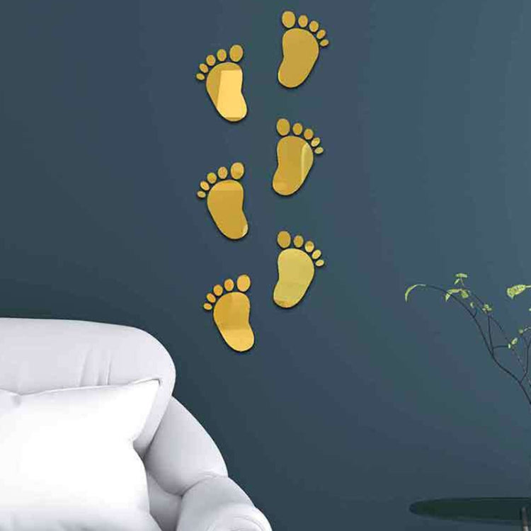 36pcs /Set Acrylic Small Feet Stereo Wall Stickers Home Decoration Soft Mirror — Silver
