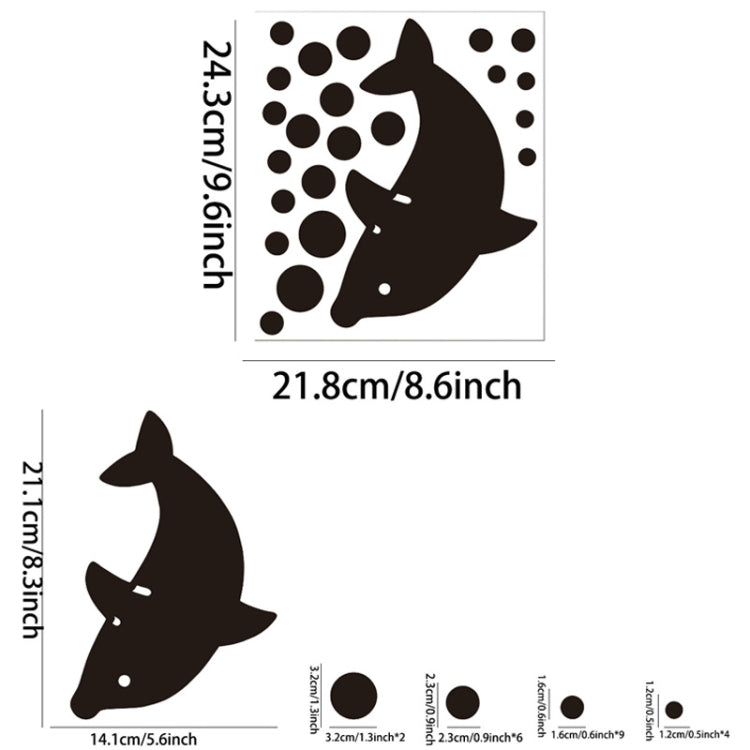22pcs /Set Acrylic Dolphin Spitting Bubbles Mirror Wall Sticker Home Decoration Soft Mirror — Dolphin Spitting Bubbles