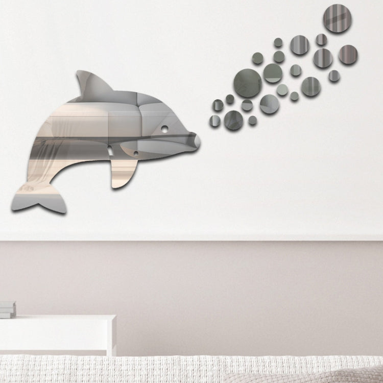 22pcs /Set Acrylic Dolphin Spitting Bubbles Mirror Wall Sticker Home Decoration Soft Mirror — view 4