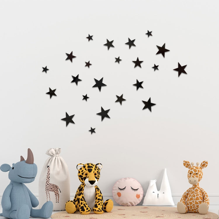 20pcs /Set Acrylic Stars Mirror Stereo Wall Stickers Home Decoration Soft Mirror — Stars