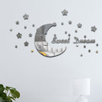 32pcs /Set Acrylic SweetDream Mirror Stereo Wall Stickers Home Decoration Soft Mirror — Black