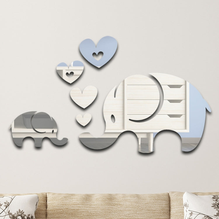 6pcs /Set Acrylic Elephant Mirror Stereo Wall Stickers Home Decoration Soft Mirror