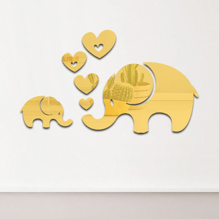 6pcs /Set Acrylic Elephant Mirror Stereo Wall Stickers Home Decoration Soft Mirror — Elephant