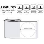 For Phomemo M110 / M200 200pcs /Roll 30x30mm Round Self-Adhesive Thermal Labels