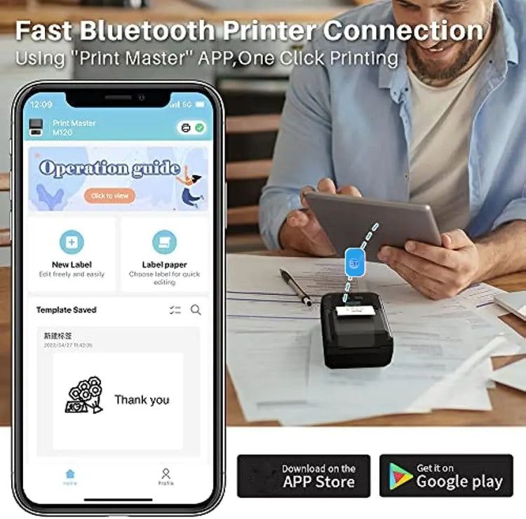 Phomemo M120 Label Maker Barcode Printer Bluetooth Thermal Label Machine — view 9