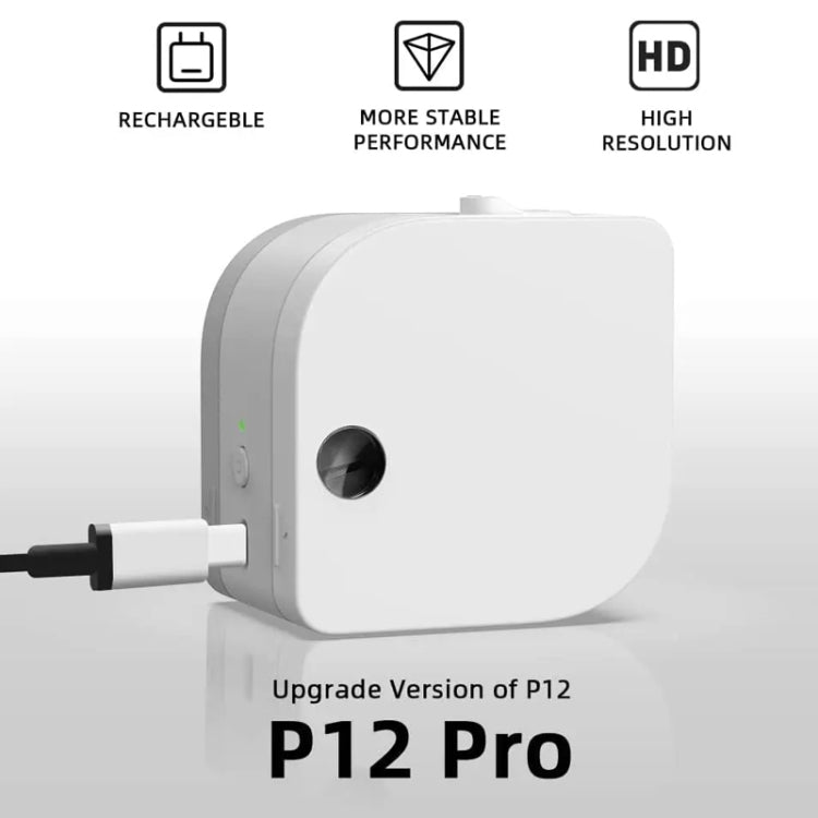 Phomemo P12Pro Li-Ion Battery Compact Bluetooth Convenient Self-Adhesive Thermal Label Printer — Black