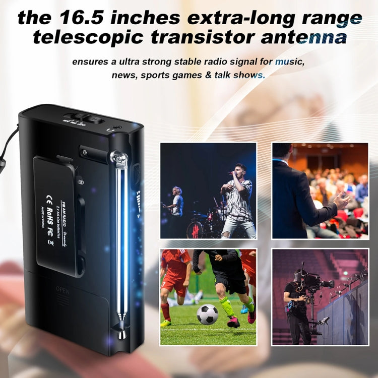 J-180 Portable Pointer FM/AM Two-Band Radios With Carrying Clip
