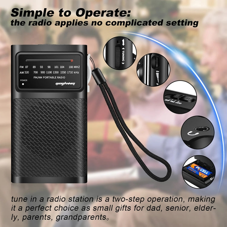 J-180 Portable Pointer FM/AM Two-Band Radios With Carrying Clip