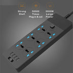 TB-T12 3000W 2m 4-USB Ports + 6-Jacks Multifunctional Flame-Retardant Socket With Switch — view 12