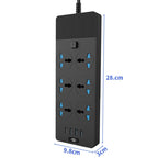 TB-T12 3000W 2m 4-USB Ports + 6-Jacks Multifunctional Flame-Retardant Socket With Switch — view 4