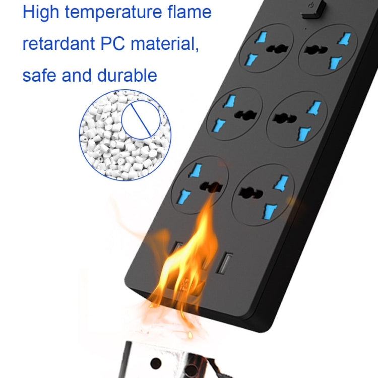 TB-T12 3000W 2m 4-USB Ports + 6-Jacks Multifunctional Flame-Retardant Socket With Switch — view 6