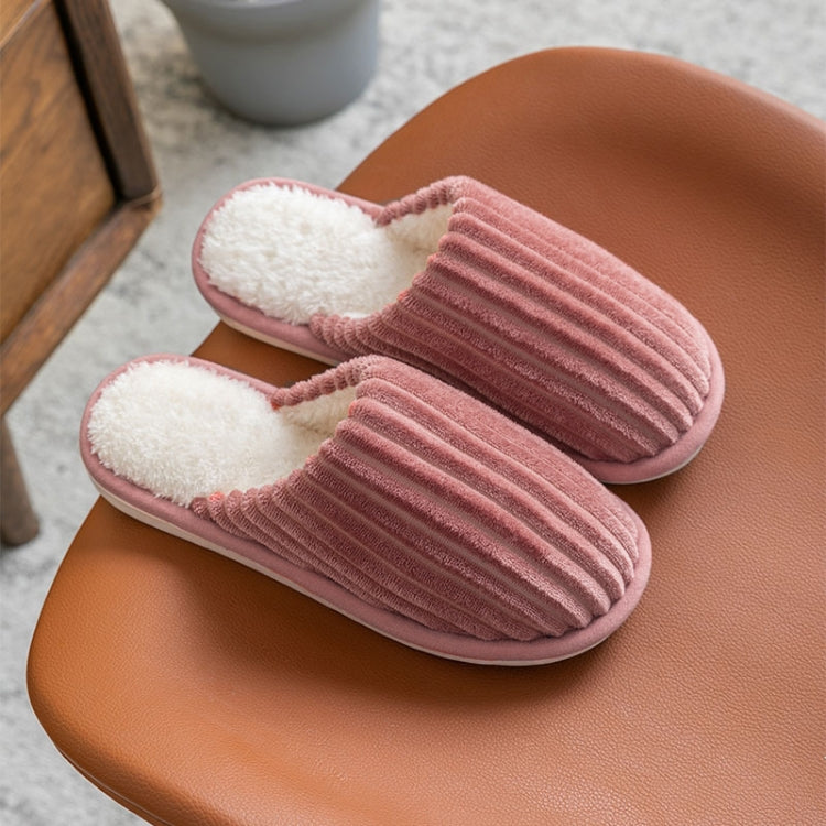 Corduroy Cotton Slippers Winter Warm Non-Slip Thick Sole Flat Shoes — 36-37