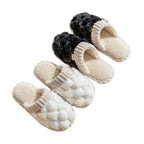 Wnter Women Cotton Slippers Home Couples Floor Slippers Non-Slip Warm Plush Shoes — White