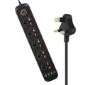 A03 2m 3000W 5 Plugs + 4-USB Ports Multifunctional Flame-retardant Socket with Switch