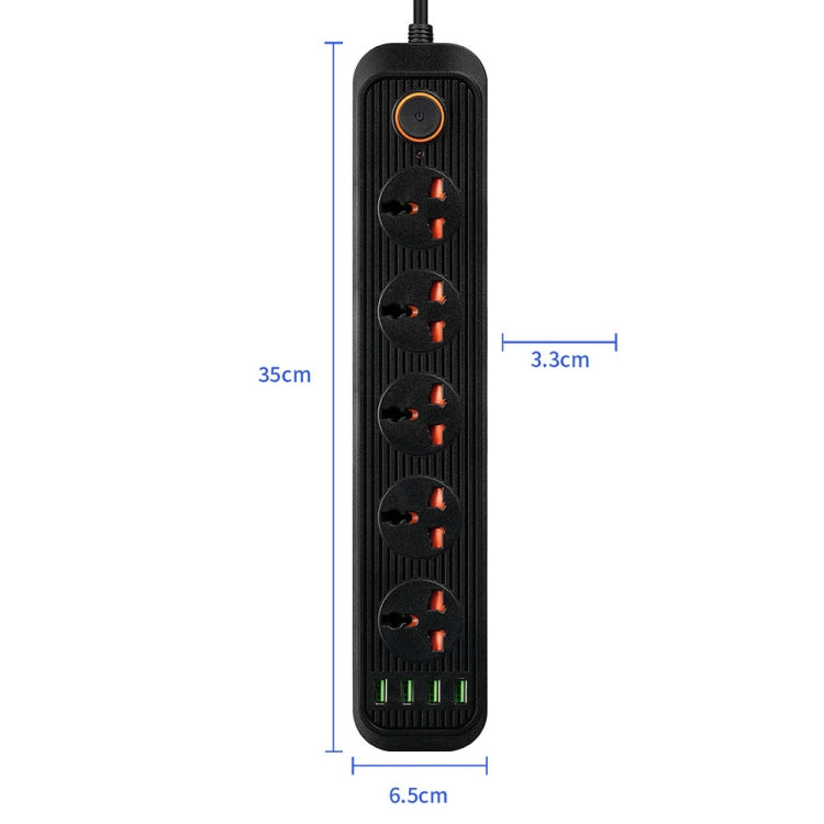 A03 2m 3000W 5 Plugs + 4-USB Ports Multifunctional Flame-retardant Socket with Switch — view 4