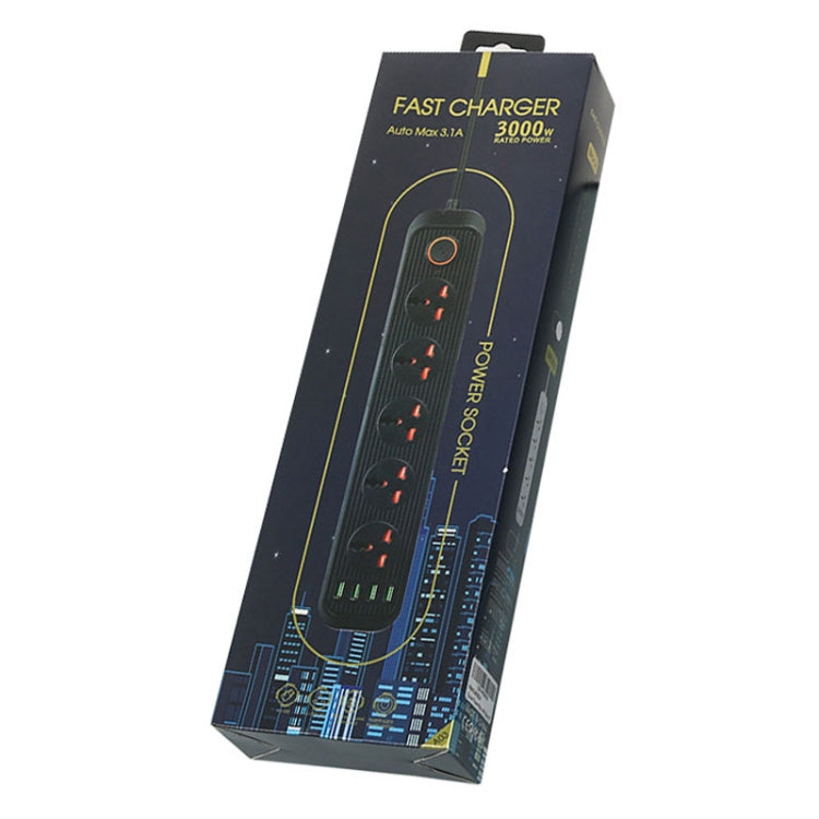 A03 2m 3000W 5 Plugs + 4-USB Ports Multifunctional Flame-retardant Socket with Switch — view 11