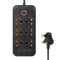 A07 2m 3000W 6 Plugs + 6-USB Ports Multifunctional Flame-retardant Socket with Switch