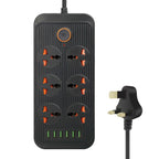 A07 2m 3000W 6 Plugs + 6-USB Ports Multifunctional Flame-retardant Socket with Switch