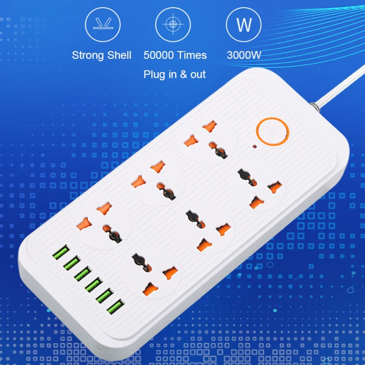 A07 2m 3000W 6 Plugs + 6-USB Ports Multifunctional Flame-retardant Socket with Switch — view 9