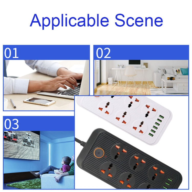 A07 2m 3000W 6 Plugs + 6-USB Ports Multifunctional Flame-retardant Socket with Switch — view 10