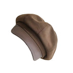 Women Beret Autumn Literary Retro Newsboy Hat Octagonal Girl Cap — Coffee
