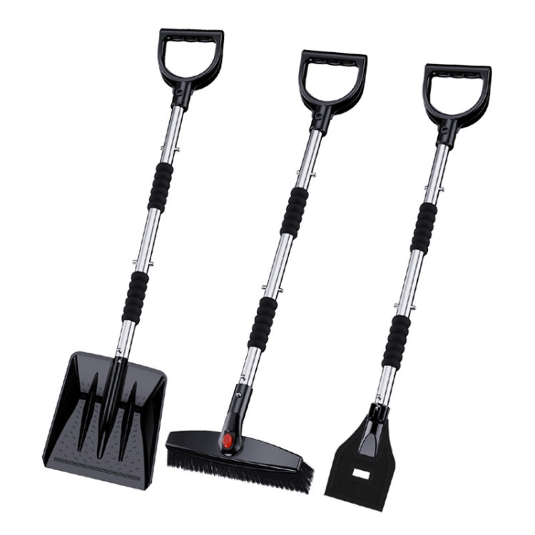3-in-1 Car Snow Shovel Brush Kit Stainless Steel Retractable Ice Scraper