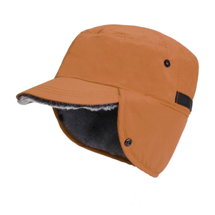 Winter Ear Protection Ski Hat Cold Prevention Windproof Hat Thicken Warm Peaked Hat — Orange Red