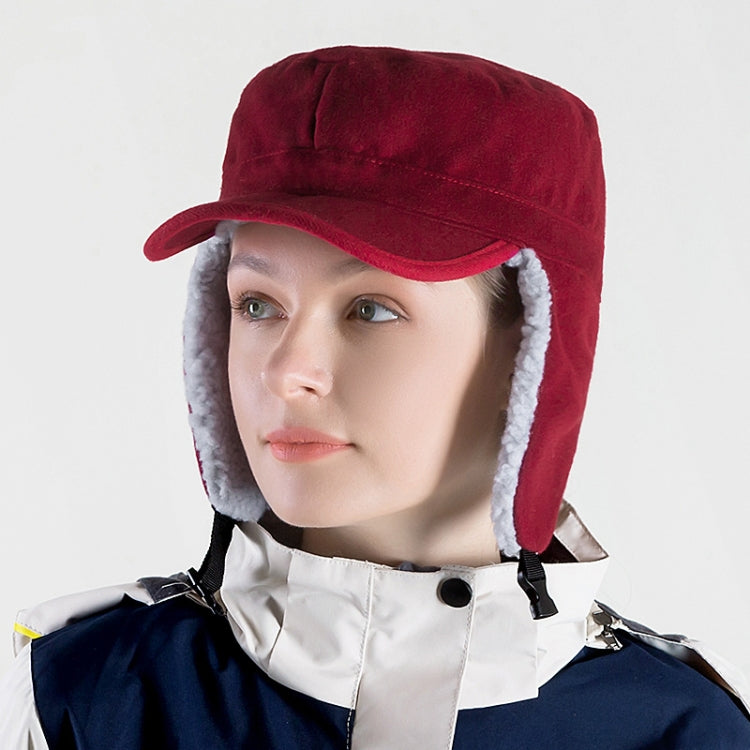 Foldable Warm Lamb Down Thickened Windproof Duck Tongue Hat — Women (Khaki)