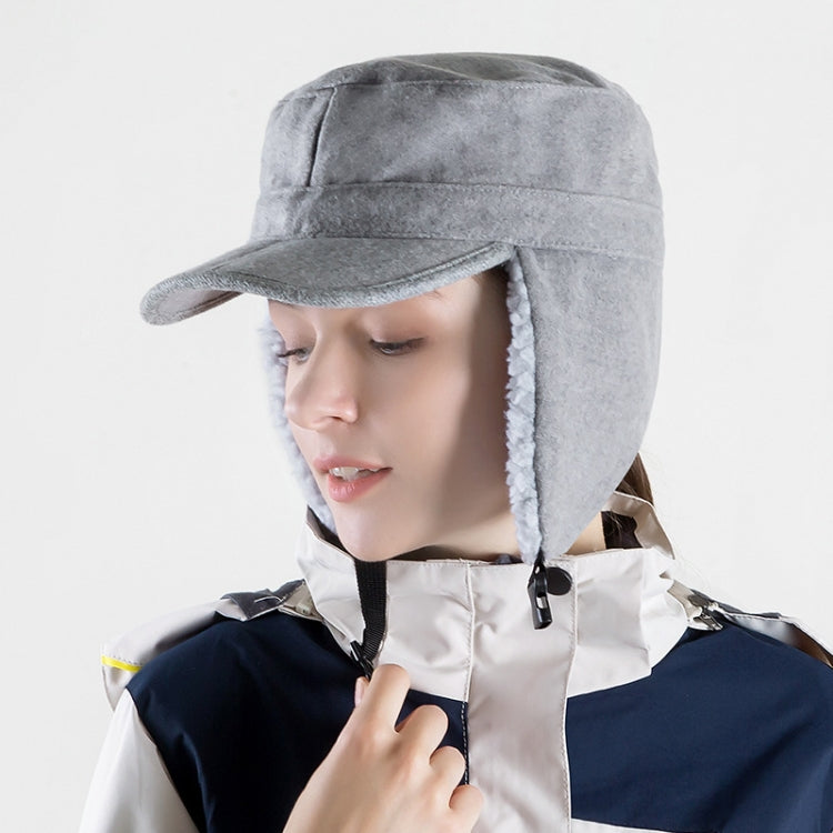 Foldable Warm Lamb Down Thickened Windproof Duck Tongue Hat — Women (Wine Red)