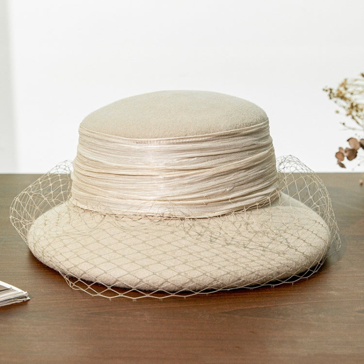 Autumn And Winter Wool Felt Beret Round Top Mesh Decorative Hat