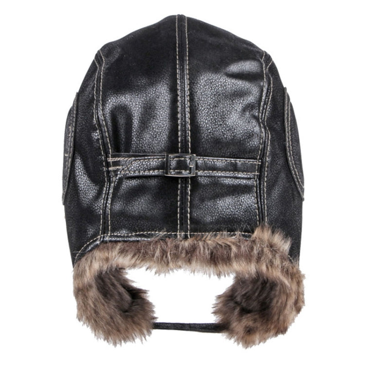 Autumn Winter Imitation Leather Outdoor Ride Hat Ear Protection Pilot Hat — view 6