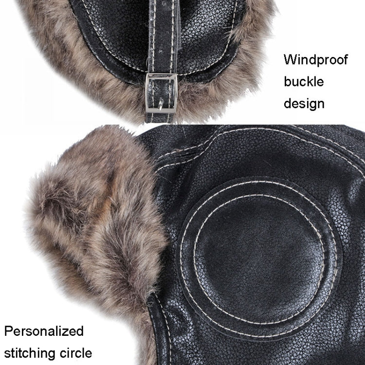 Autumn Winter Imitation Leather Outdoor Ride Hat Ear Protection Pilot Hat — view 11