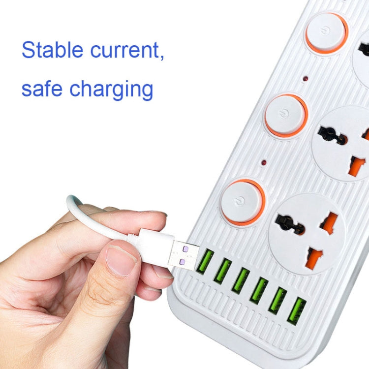 A05 2m 3000W 4 Plugs + 6-USB Ports Multifunctional Flame-Retardant Socket With Switch — view 6