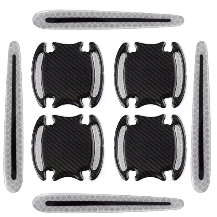 8pcs/set Car Door Handle Rearview Mirror Safety Warning Protective Reflective Sticker — Blue