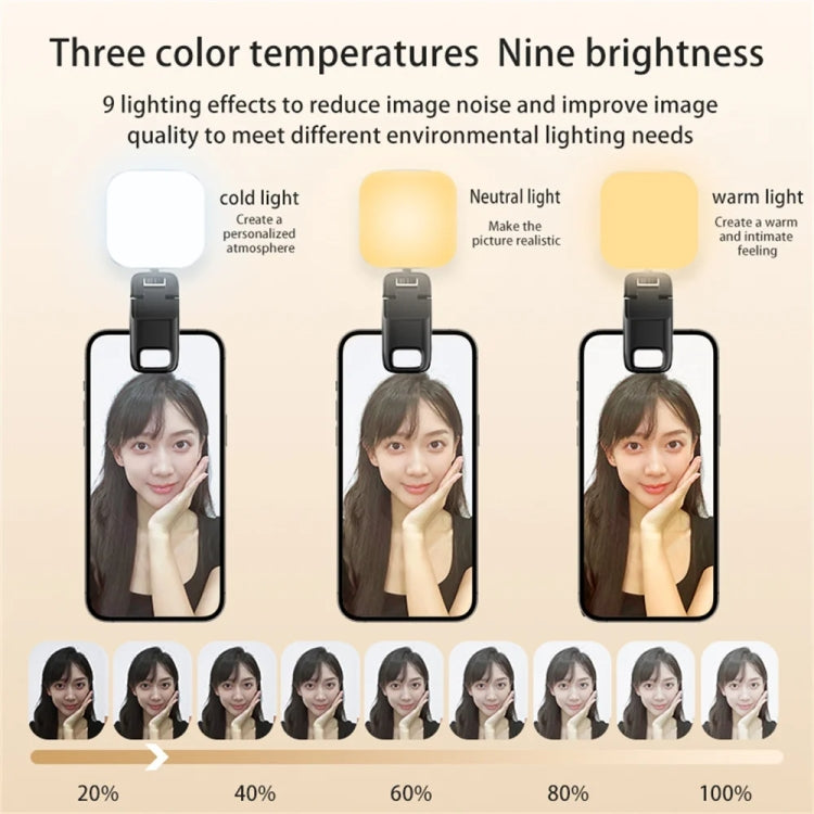 LED Mobile Phone Live Beauty Fill Light USB Charging Camera Pocket Light — White