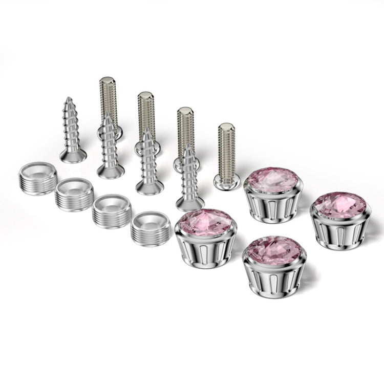 Licence Plate Frame Rhinestone Anti-theft Fixing Nut Cover — White Diamond