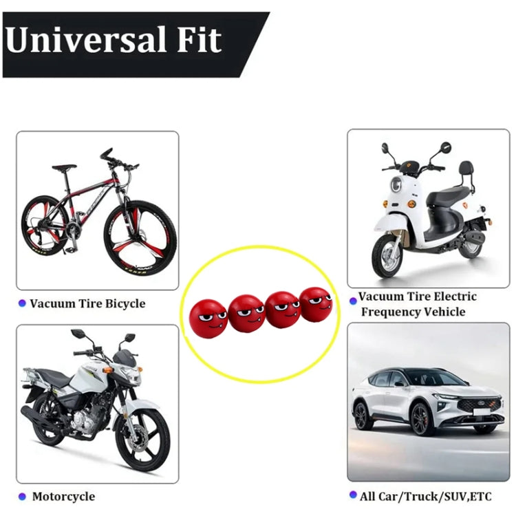 4pcs /Set Devil Ball Tire Valve Caps Automotive Universal Modification Valve Covers