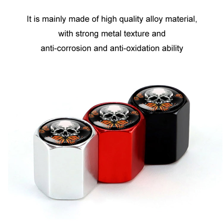 4pcs/set Skull Metal Car Tire Universal Modified Aluminum Alloy Valve Cap
