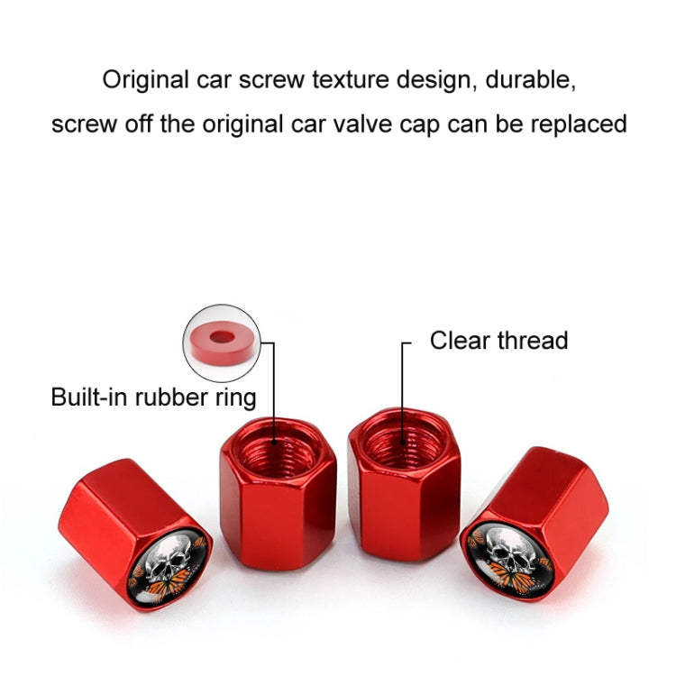 4pcs/set Skull Metal Car Tire Universal Modified Aluminum Alloy Valve Cap