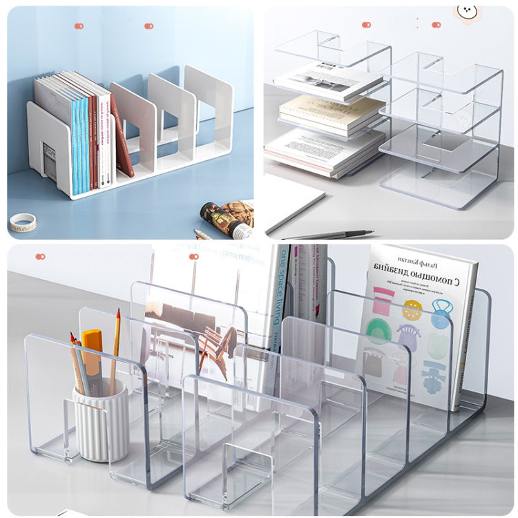 Acrylic Desktop Bookend Book Storage Rack Office Stationery Bookshelf — view 7